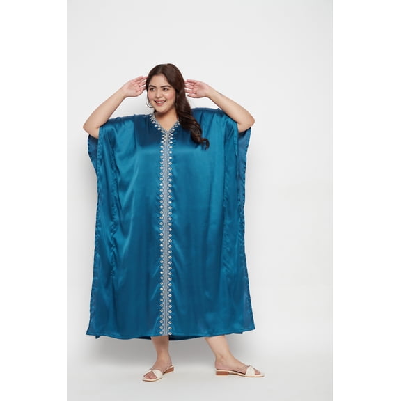 Oussum Plus Size Embroidered Kaftan Dresses for Women Long Solid Caftan Dress