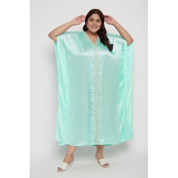 Oussum Plus Size Embroidered Kaftan Dresses for Women Long Solid Caftan Dress