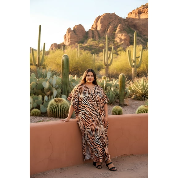 Oussum Plus Size Kaftan Dresses for Women Long Ladies Maxi Dress, 1X to 3X Size