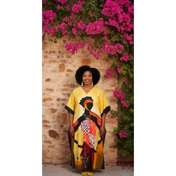 Oussum Plus Size Kaftan for Women Maxi Dress Kimono Sleeve Caftan Casual Dresses Online