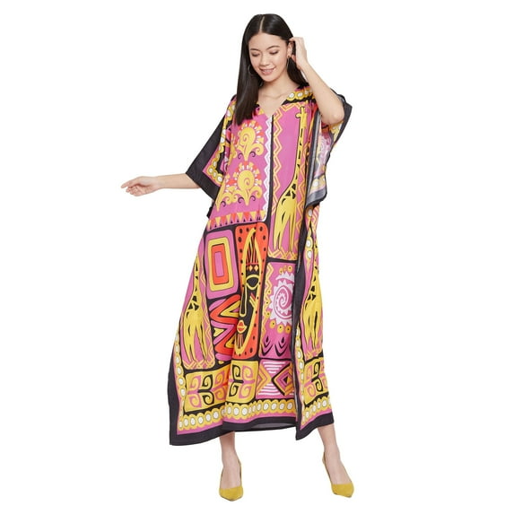 Oussum Plus Size Kaftan for Women Maxi Dress Kimono Sleeve Caftan Casual Dresses Online