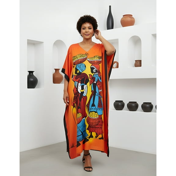 Oussum Plus Size Kaftan for Women Maxi Dress Kimono Sleeve Caftan Casual Dresses Online