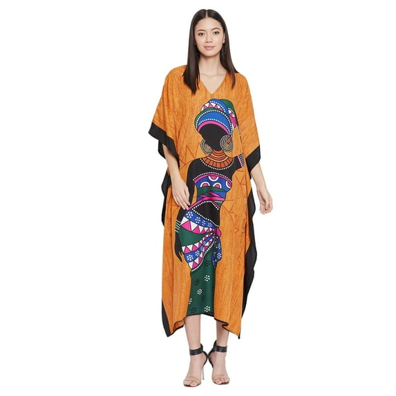 Oussum Plus Size Kaftan for Women Maxi Dress Kimono Sleeve Caftan Casual Dresses Online