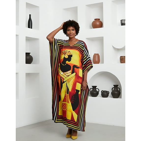 Oussum Plus Size Kaftan for Women Maxi Dress Kimono Sleeve Caftan Casual Dresses Online