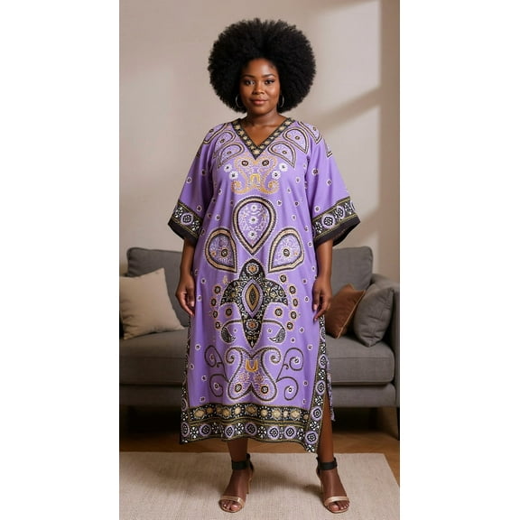 Oussum Plus Size Kaftan for Women Maxi Dress Kimono Sleeve Caftan Casual Dresses Online