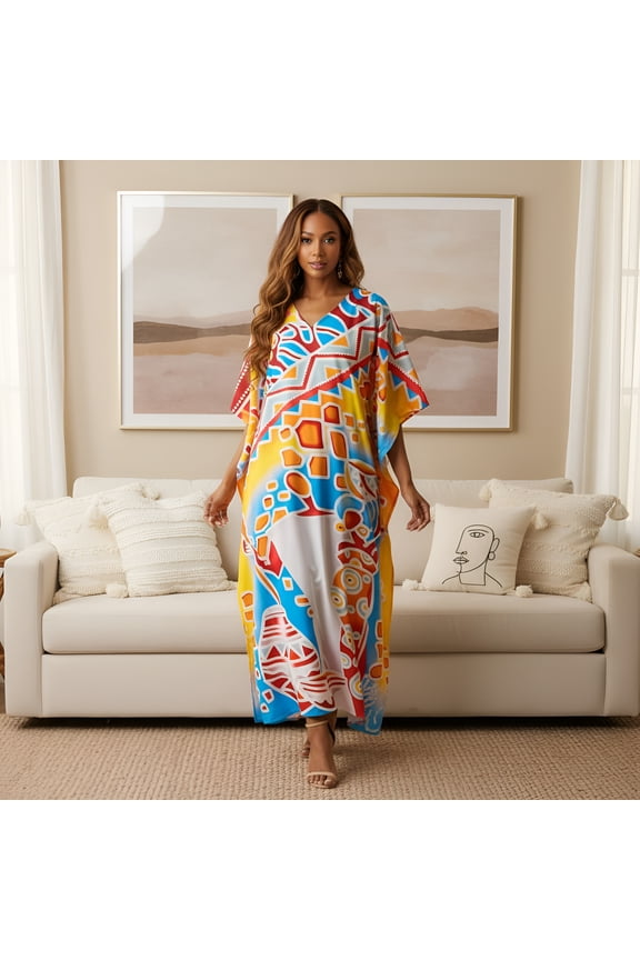 Plus Size Kaftan for Women Maxi Dress Kimono Sleeve Caftan Casual Dresses Online