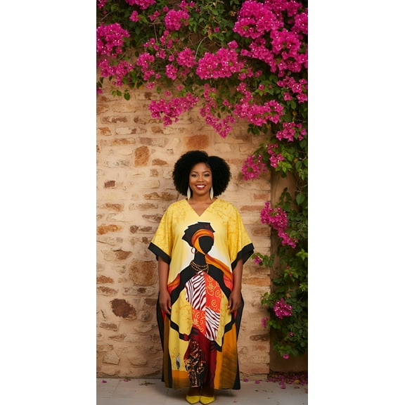 Oussum Plus Size Kaftan for Women Maxi Dress Kimono Sleeve Caftan Casual Dresses Online