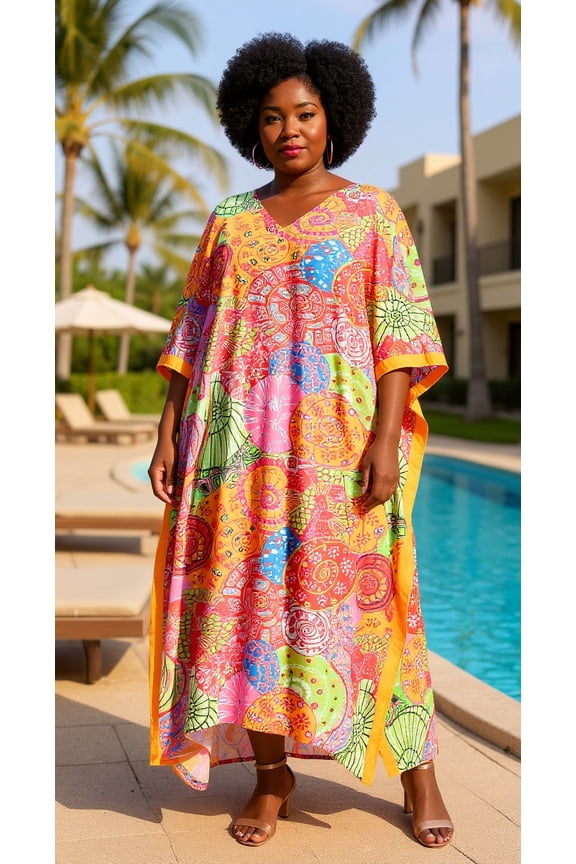 Plus Size Kaftan for Women Maxi Dress Kimono Sleeve Caftan Casual Dresses Online