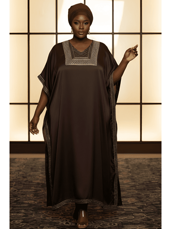 Plus Size Sequin Caftan Dress for Women Long Maxi Partywear Kaftan Size Fit 1X-3X