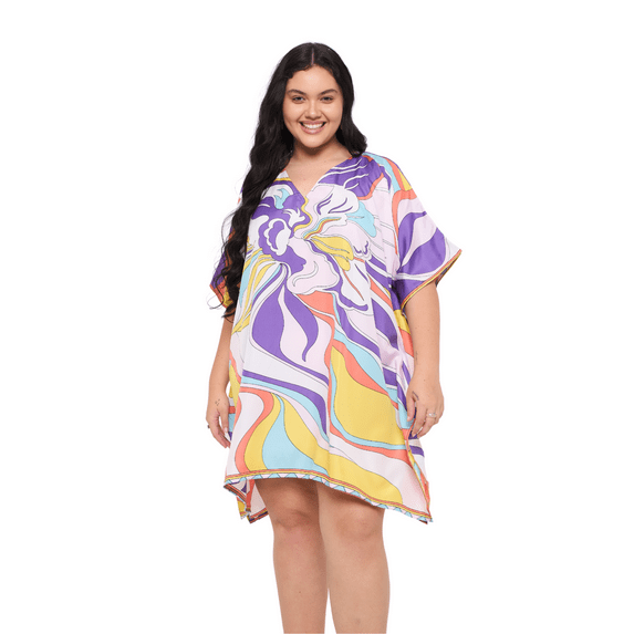 Oussum Short Kaftan For Women Plus Size Tunic Top Cover Up Fits 1X to 3X