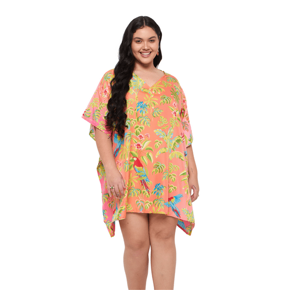 Oussum Short Kaftan For Women Plus Size Tunic Top Cover Up Fits 1X to 3X