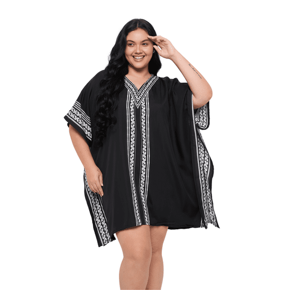 Oussum Short Kaftan For Women Plus Size Tunic Top Cover Up Fits 1X to 3X