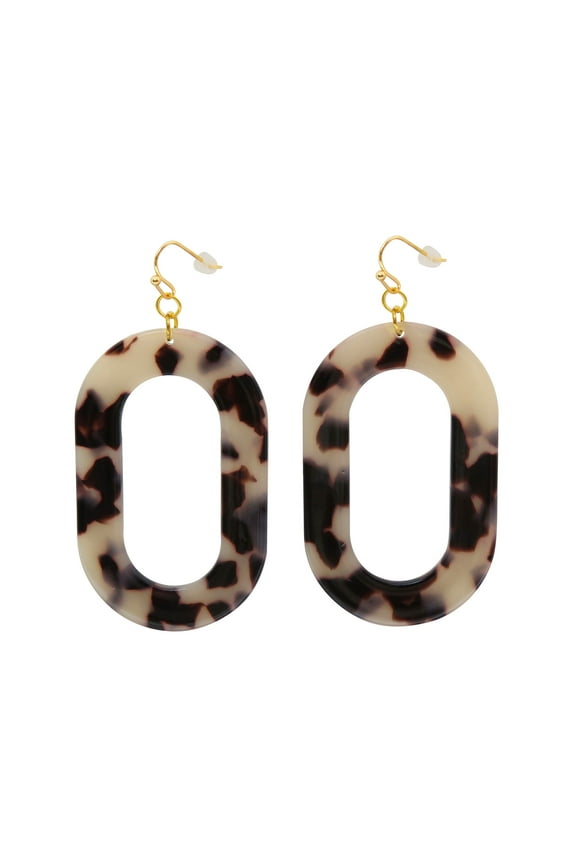 Tortoise Shell Oval Resin Earrings