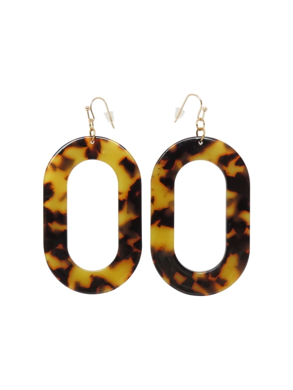 Tortoise Shell Oval Resin Earrings