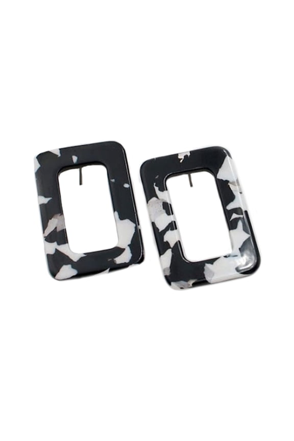 Tortoise Shell Rectangle Resin Stud Earrings