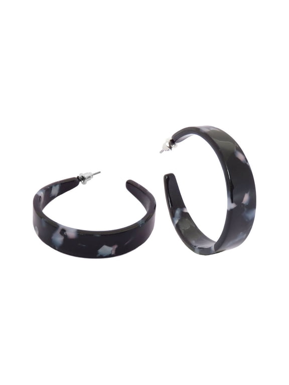 Turtoise Shell Round Resin Hoop Earrings
