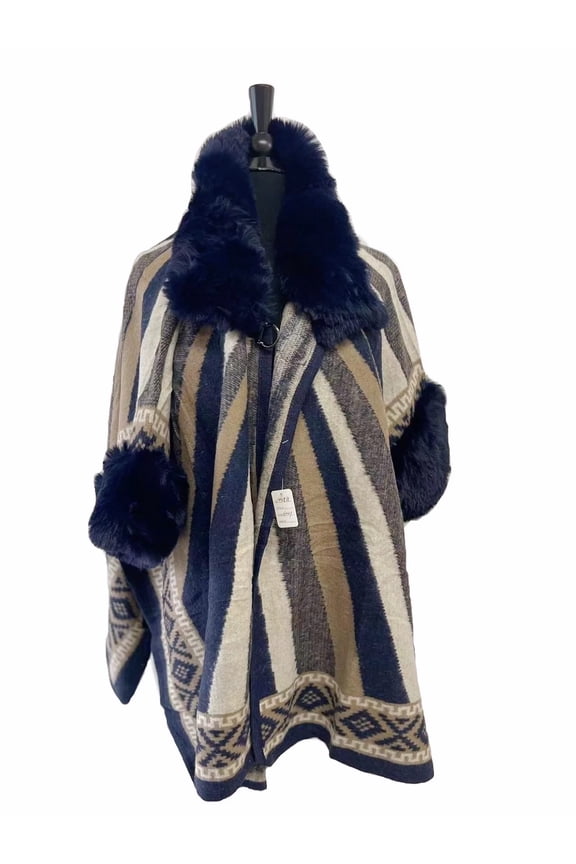 Women Capes Ponchos Shawl Wrap Winter Fall Outerwear Faux Fur Cardigans Coats