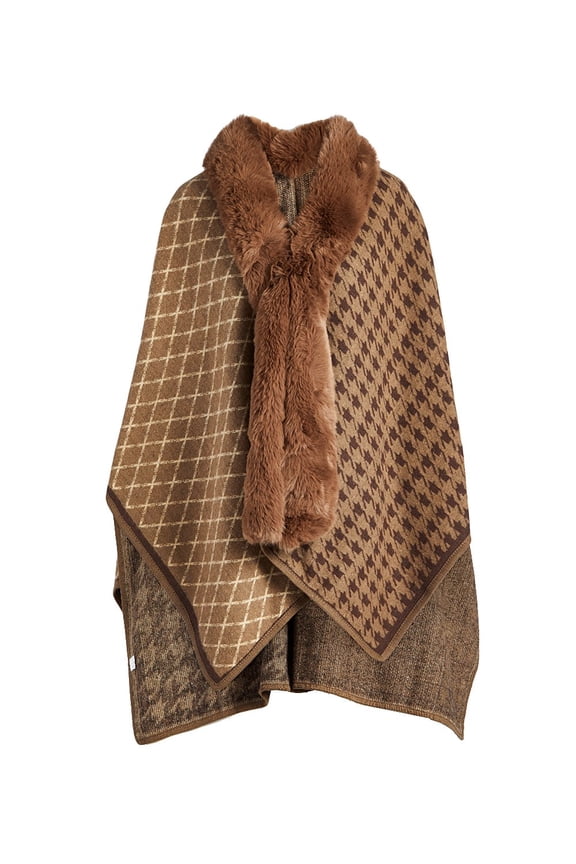 Women Capes Ponchos Shawl Wrap Winter Fall Outerwear One Size Faux Fur Hooded Cardigans Coats Online