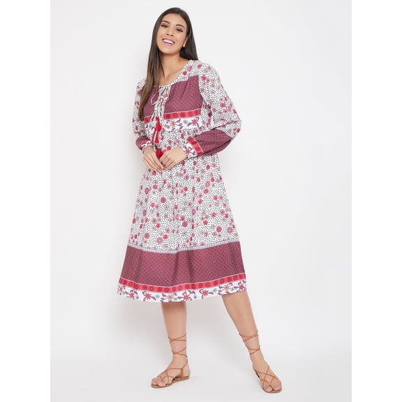 Oussum Women Floral Summer Midi Dresses Missy Size Casual Dress Online, Purple Size L