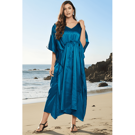 Oussum Women Kaftans Satin Long Maxi Dress for Women's Caftans Plus Size Nightwear Evening Dresses Online