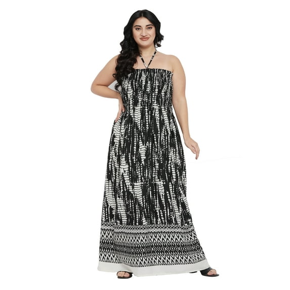 Oussum Women Long Tube Dress Sleeveless Summer Maxi Plus Size Dresses, Black
