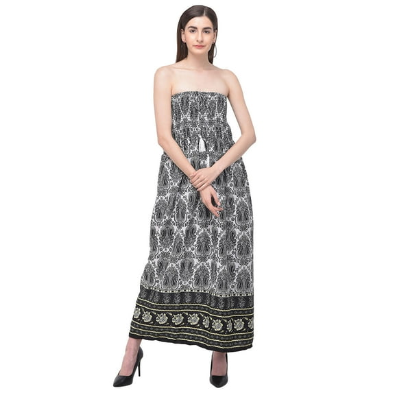 Oussum Women Long Tube Dress Sleeveless Summer Maxi Plus Size Dresses, Black