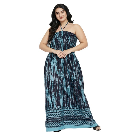 Oussum Women Long Tube Dress Sleeveless Summer Maxi Plus Size Dresses, Blue