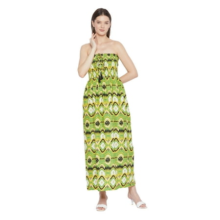 Oussum Women Long Tube Dress Sleeveless Summer Maxi Plus Size Dresses, Green