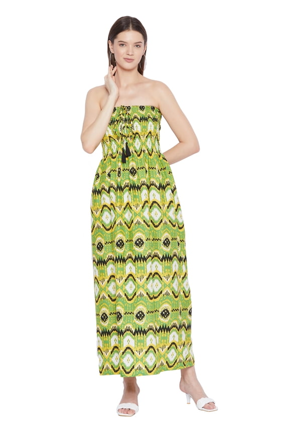 Women Long Tube Dress Sleeveless Summer Maxi Plus Size Dresses, Green