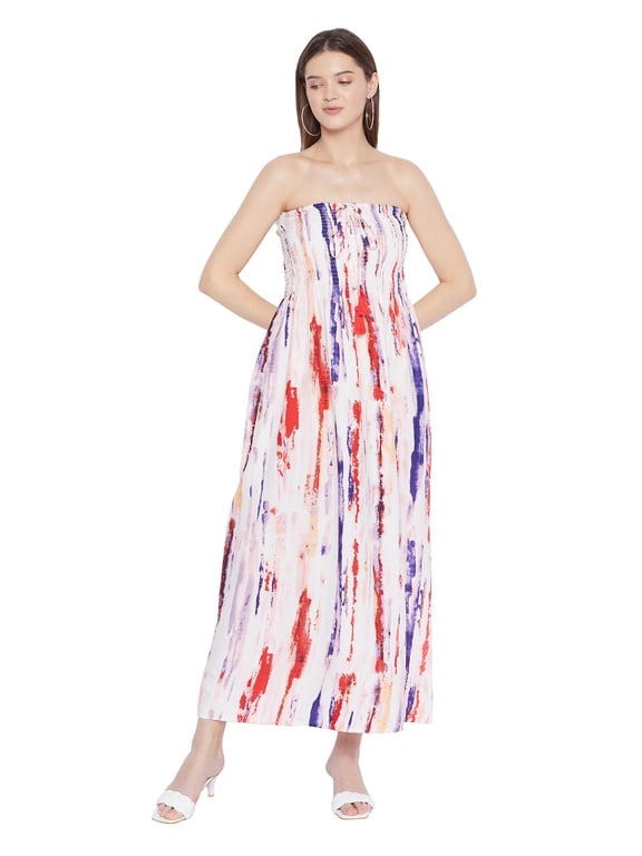Women Long Tube Dress Sleeveless Summer Maxi Plus Size Dresses, Multi-color