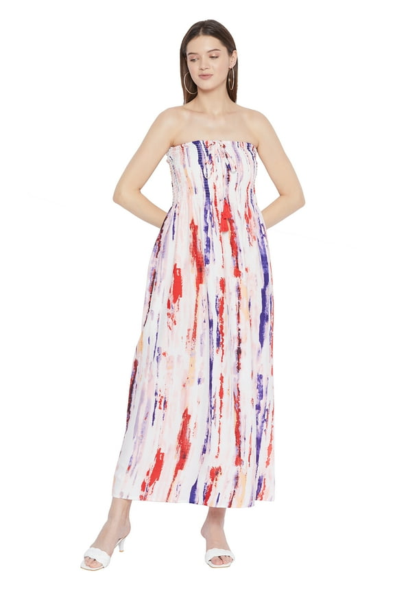 Women Long Tube Dress Sleeveless Summer Maxi Plus Size Dresses, Multi-color