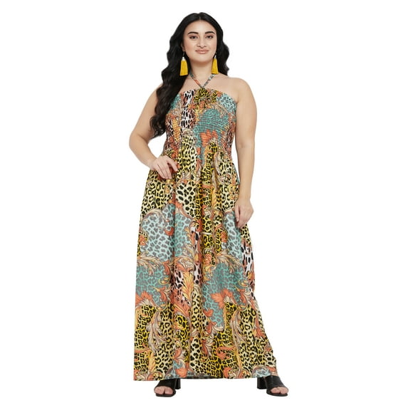 Oussum Women Long Tube Dress Sleeveless Summer Maxi Plus Size Dresses, Multi-color