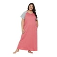 thumbnail image 1 of Oussum Women Nightdress Loungewear Dress Short Sleeve Long Sleepwear with Pockets, 1 of 8