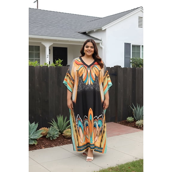Oussum Women Plus Size Kaftan Dress Long Maxi Kaftan Loungewear Beach Caftan