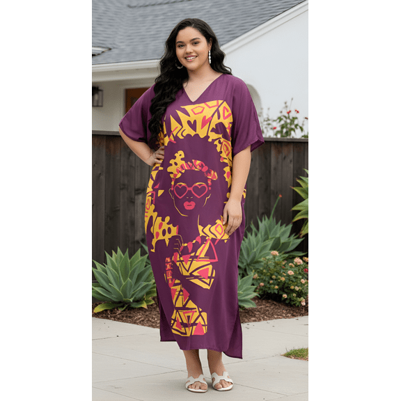 Oussum Women Plus Size Kaftan Dress Long Maxi Kaftan Loungewear Beach Caftan