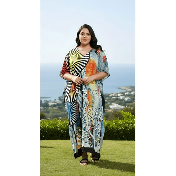 Oussum Women Plus Size Kaftan Dresses for Ladies Kimono Sleeve Caftan Long Maxi Kaftans Online