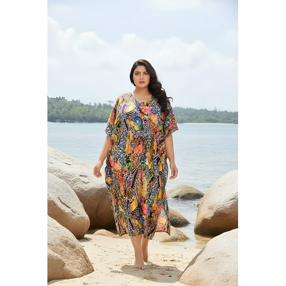 Oussum Women Plus Size Kaftan Dresses for Ladies Kimono Sleeve Caftan Long Maxi Kaftans Online