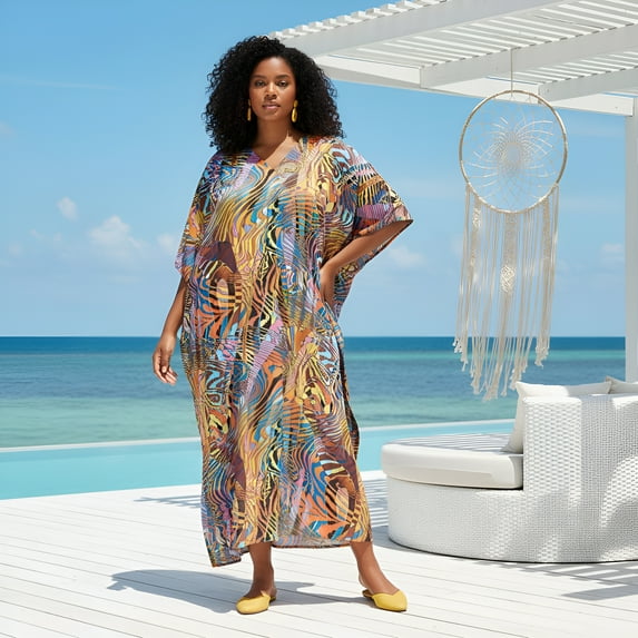 Oussum Women Plus Size Kaftan Dresses for Ladies Kimono Sleeve Caftan Long Maxi Kaftans Online