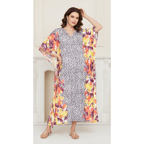 Oussum Women Plus Size Kaftan Dresses for Ladies Kimono Sleeve Caftan Long Maxi Kaftans Online