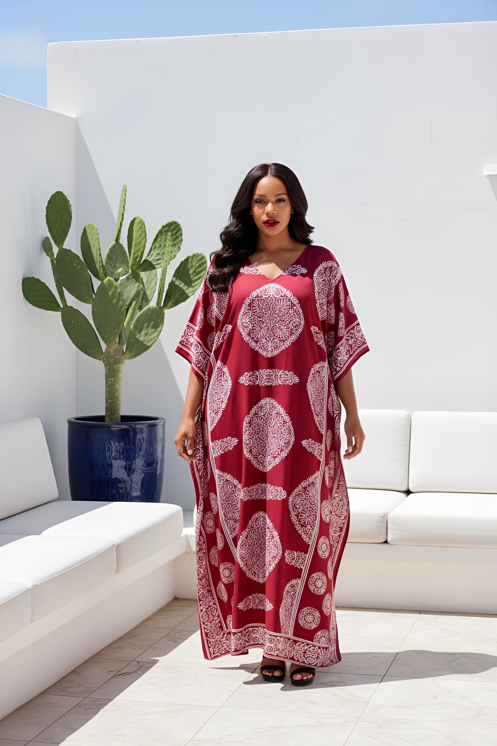 Oussum Women Plus Size Kaftan Dresses for Ladies Kimono Sleeve Caftan Long  Summer Maxi Kaftans