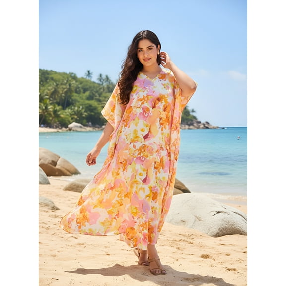 Oussum Women Plus Size Kaftans Dress Maxi Loose Caftan Casual Dresses Online