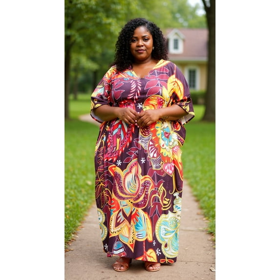 Oussum Women Plus Size Kaftans Dress Maxi Loose Caftan Casual Dresses Online
