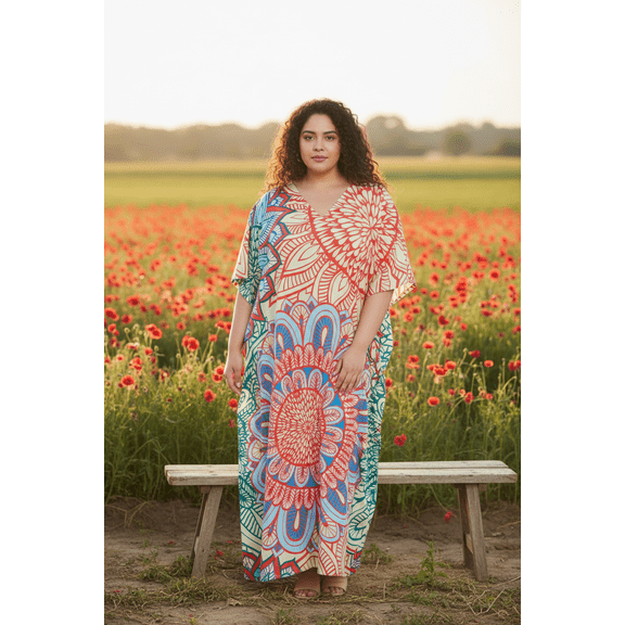 Oussum Women Plus Size Kaftans Dress Maxi Loose Caftan Casual Dresses Online