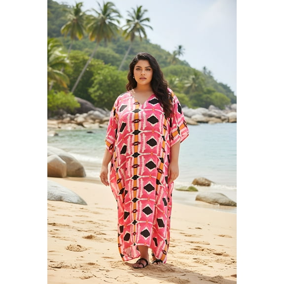 Oussum Women Plus Size Kaftans Dresses Long Casual Maxi Caftan Dress for Ladies