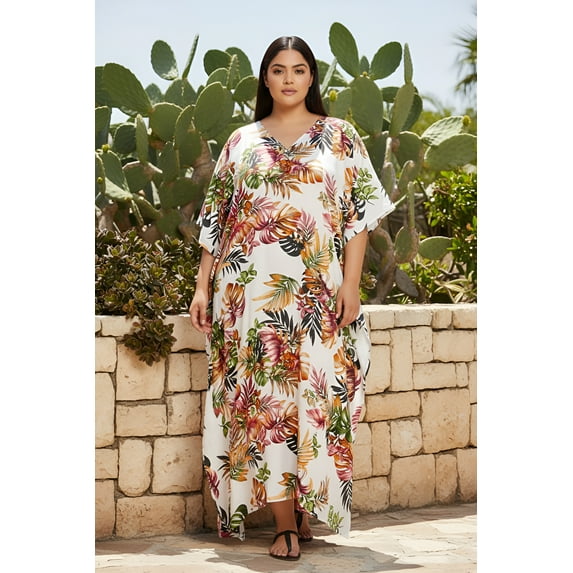 Oussum Women Plus Size Kaftans Dresses Long Casual Maxi Caftan Dress for Ladies
