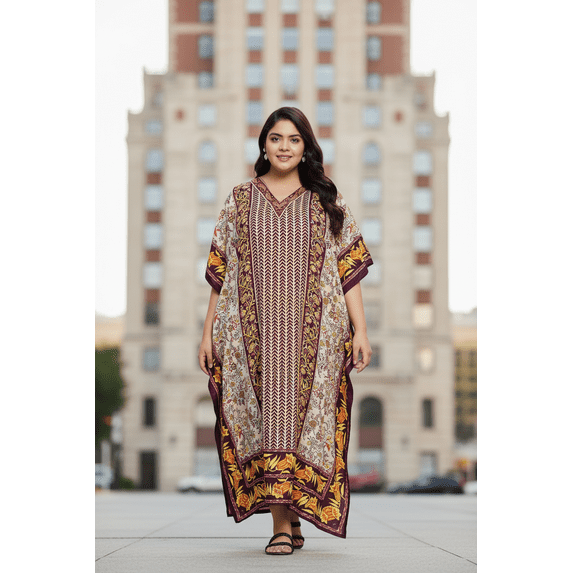 Oussum Women Plus Size Kaftans Dresses Long Casual Maxi Caftan Dress for Ladies