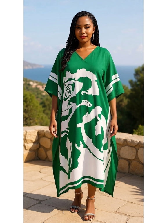 Women Plus Size Kaftans Dresses Long Maxi Dress Bohemian Caftans Loose Kimono Online