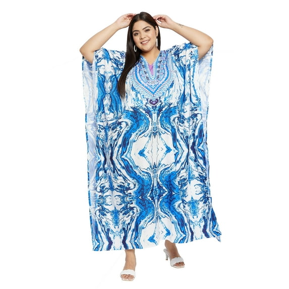Oussum Women Plus Size Kaftans Polyester Long Maxi Caftan Gown Evening Casual Dress Online