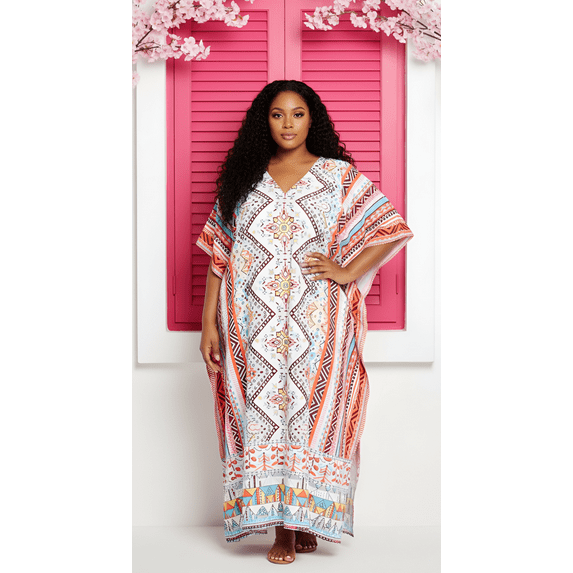 Oussum Women Plus Size Kaftans Polyester Long Maxi Caftan Gown Evening Casual Dress Online