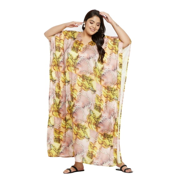 Oussum Women Plus Size Kaftans Polyester Long Maxi Caftan Gown Evening Casual Dress Online